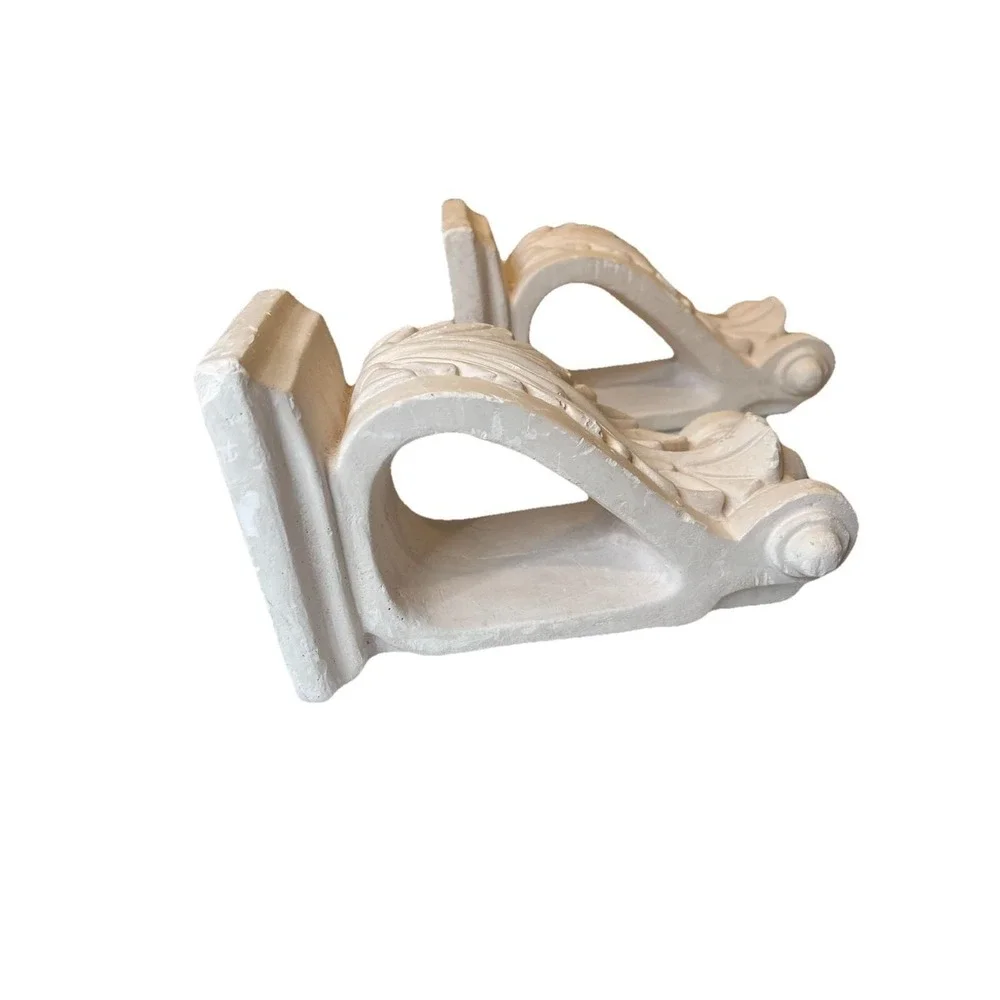 Handmade Pair of Ornate Heavy Plaster‎ Drapery Corbels Made in Spain